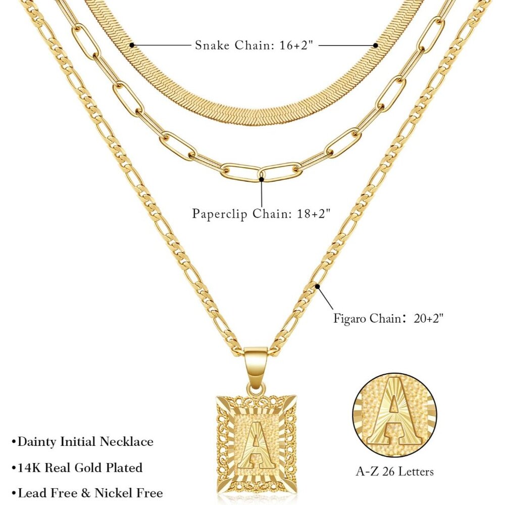 Personalized Gold Initial Necklace Set With Figar… - image 4